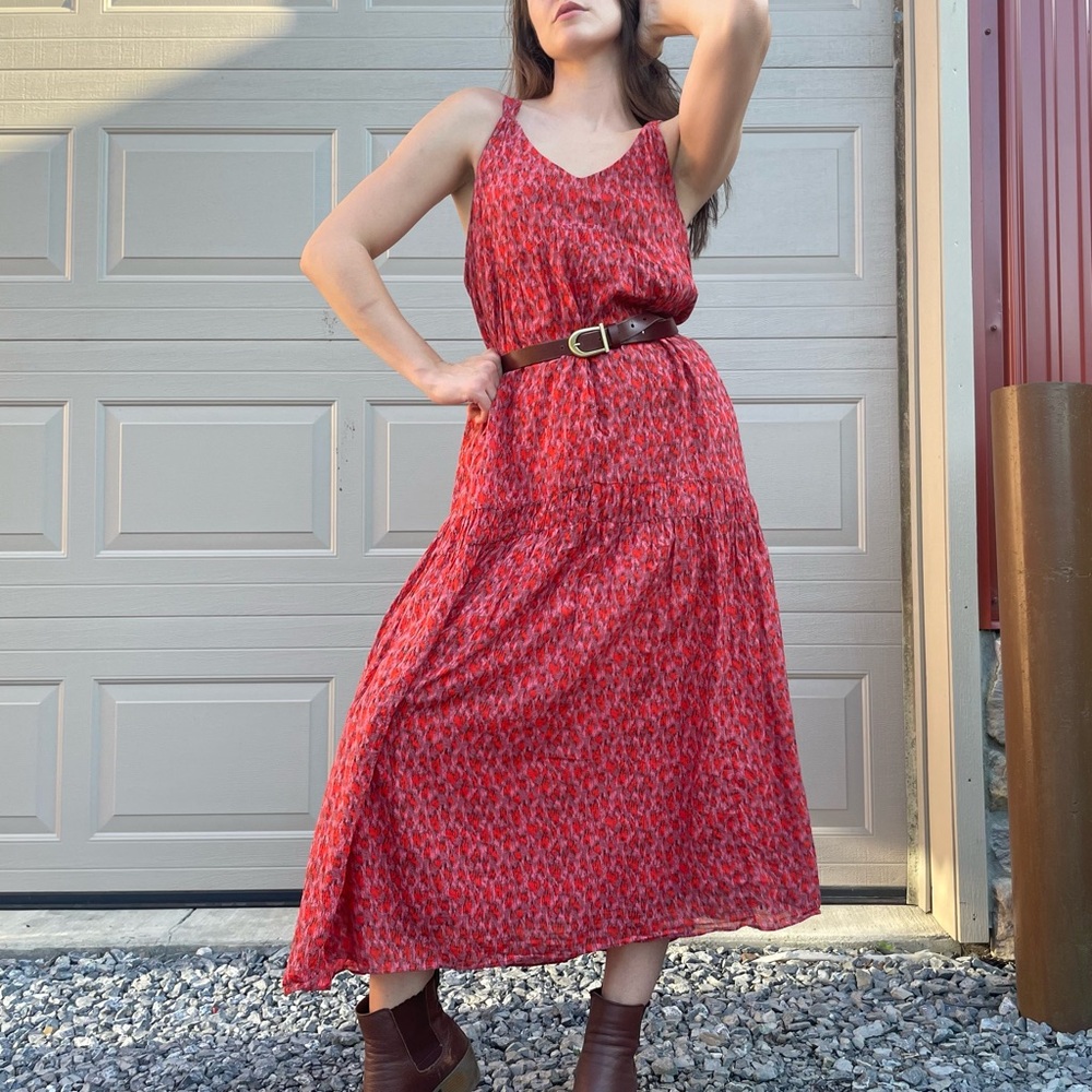Joie 100% Cotton Bohemian Maxi Summer Sun Tank Dress Large - Picture 7 of 13